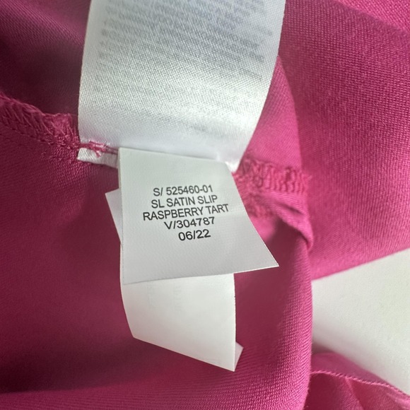 Old Navy Slip Maxi Dress S Raspberry Tart Pink Satin Smocked Side Slit Fairy NWT - Picture 12 of 16